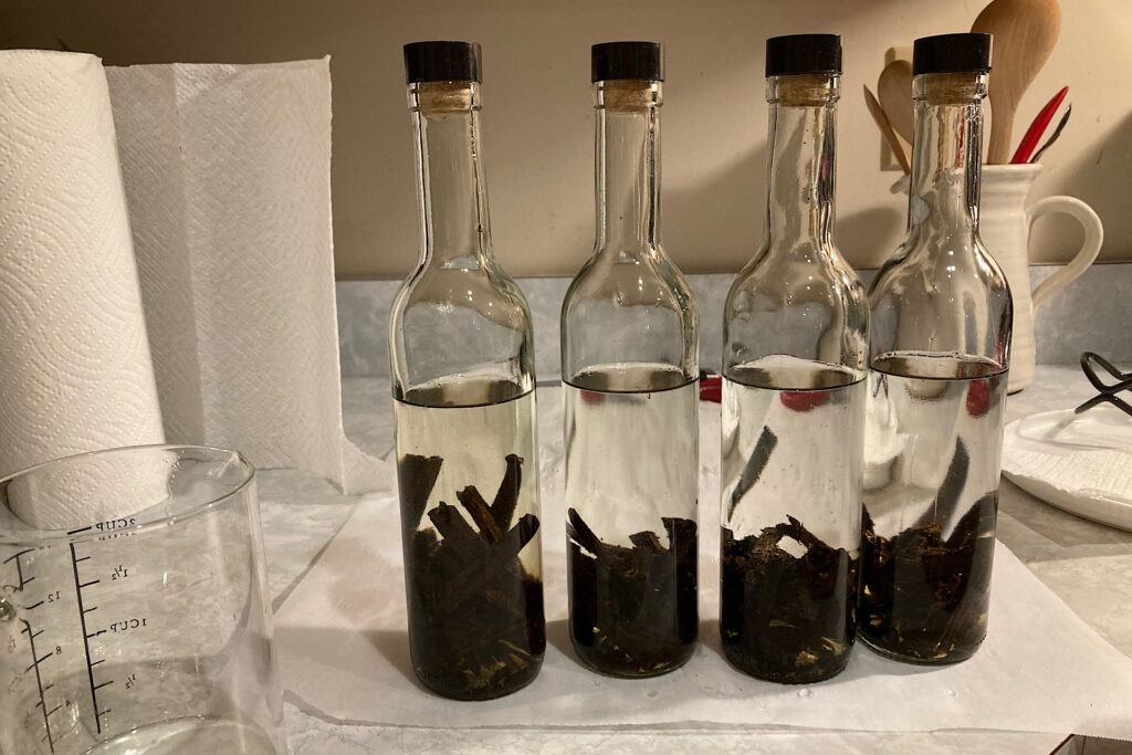 Freshly filled bottles for DIY Vanilla Infusion/Extract