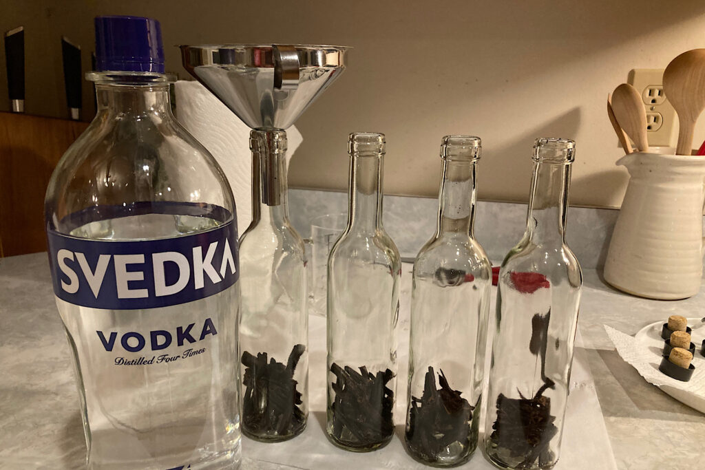 Vodka bottle and equipment for DIY Vanilla Infusion/Extract