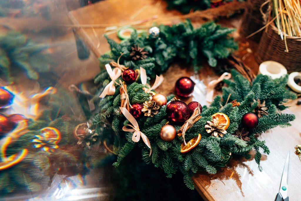 Natural holiday wreath