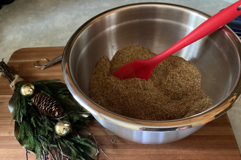 Mixing bowl with ingredients for horse treats