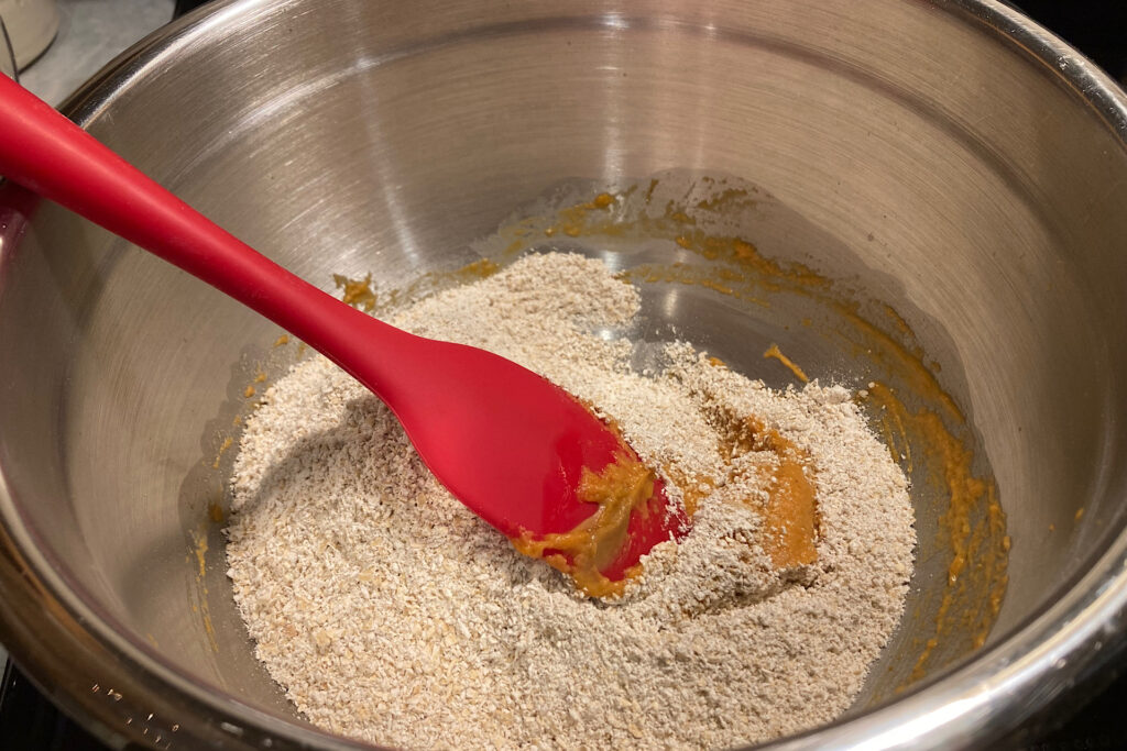 Mixing dough for dog treats