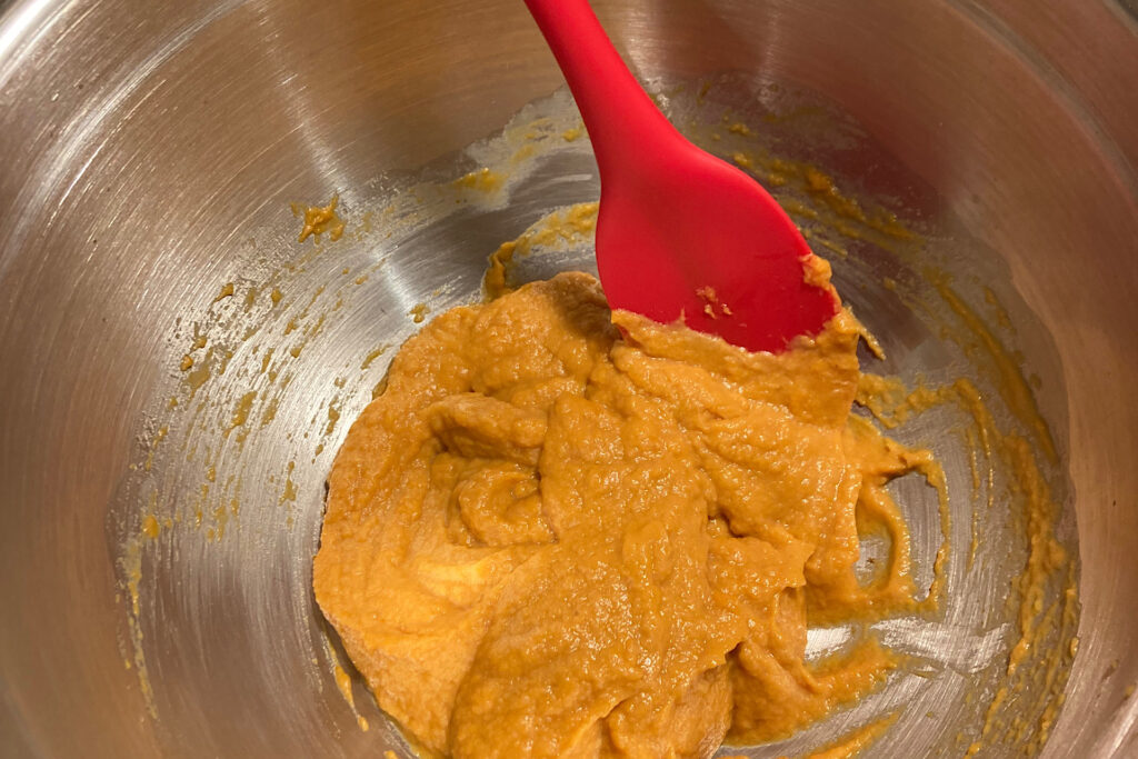 Mixing homemade dog biscuits