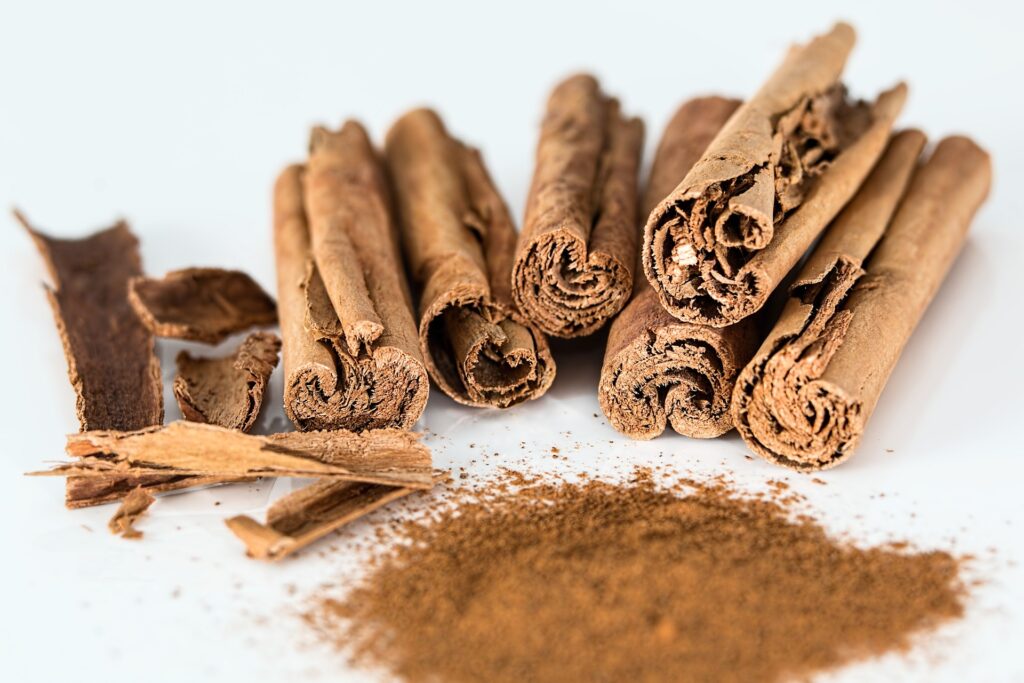 Cinnamon sticks and cinnamon powder