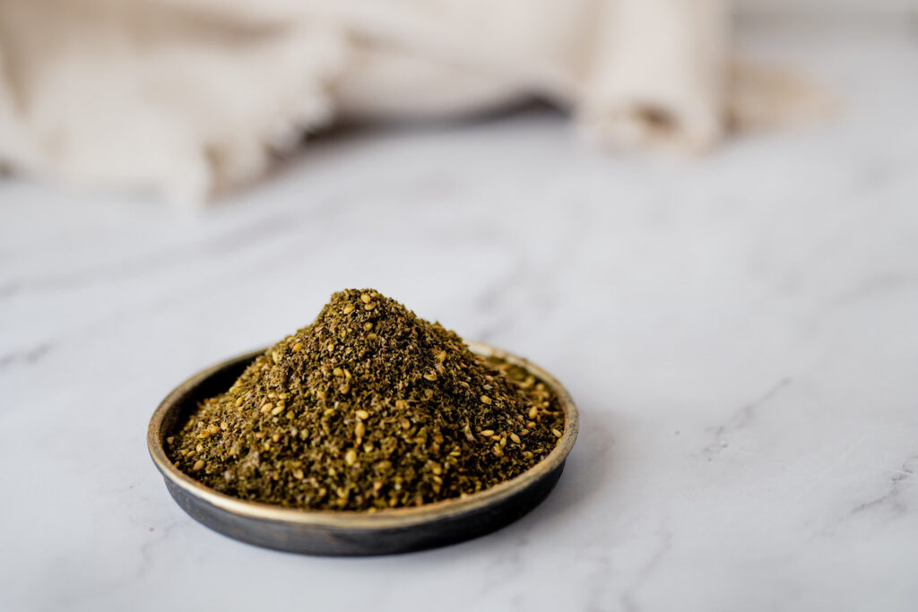 Za'atar spice used in Vegan Za'atar Popcorn