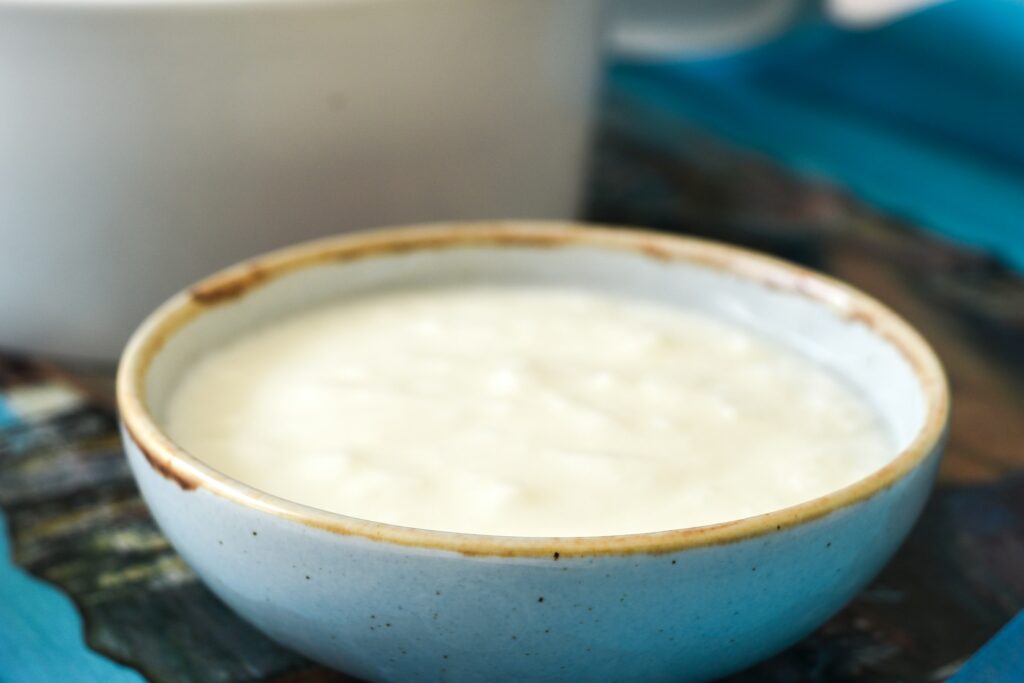 Yogurt in Stoneware Bowl