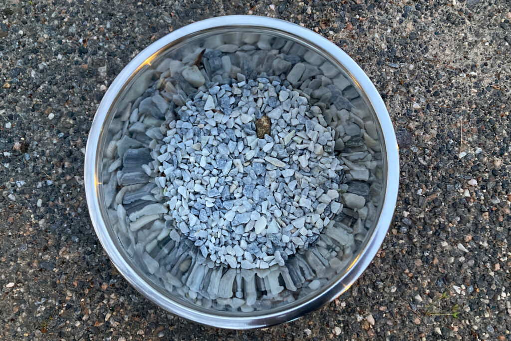 Gravel In Stainles Steel Bowl