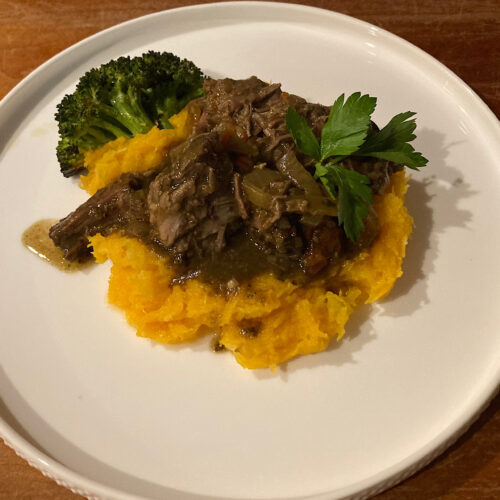 Slow Cooker French Onion Roast with Squash and Broccoli