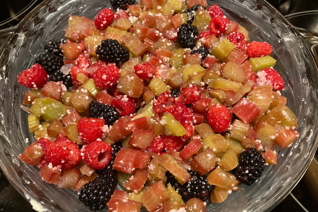 Minute Tapioca Added to Rhubarb Berry Crisp