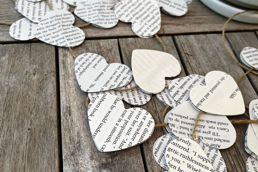 Paper Hearts Affixed to String