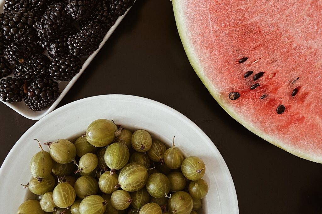 Gooseberries Blackberries and Watermelon