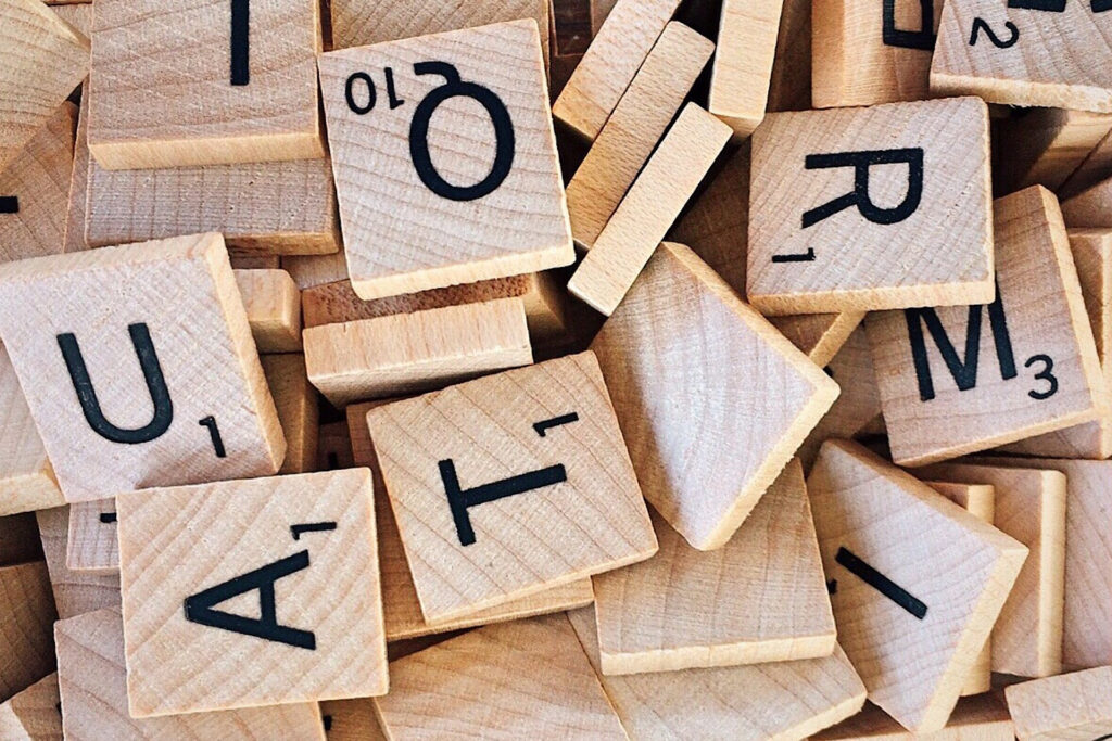 Closeup of Scrabble letters