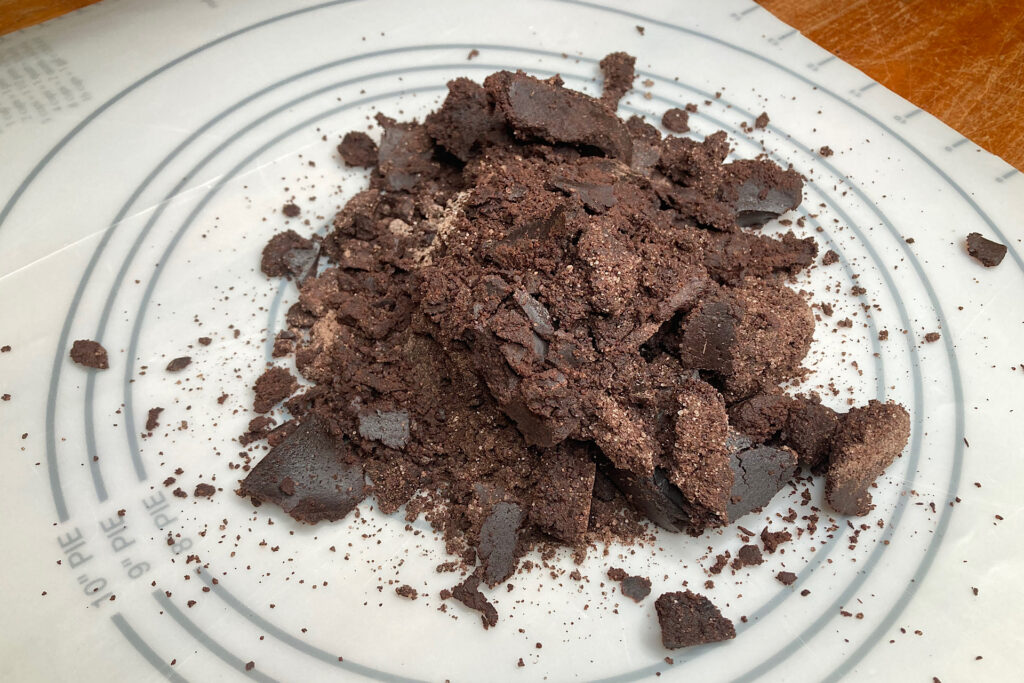 Rough Chocolate Wafer Dough on Rolling Mat