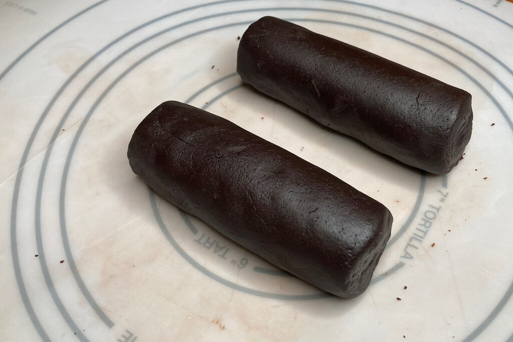 Rolled Chocolate Wafer Dough on Rolling Mat