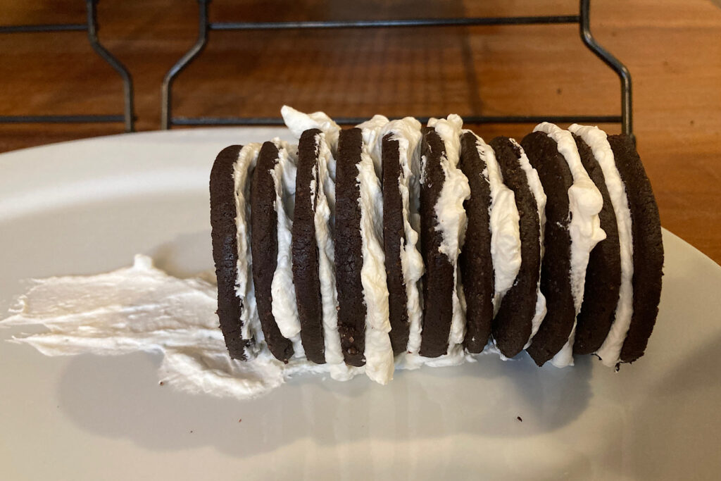 Stacked Chocolate Wafers with Whipped Cream Filling