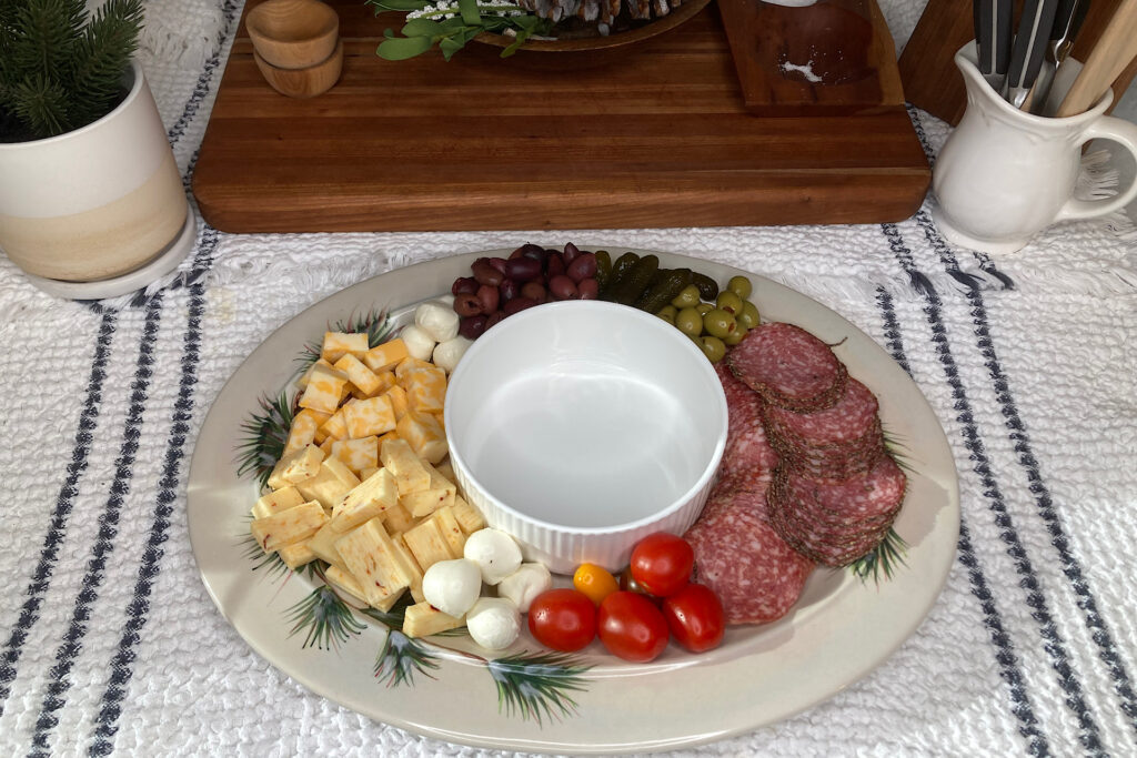 Platter Setup for Christmas Tree Appetizer