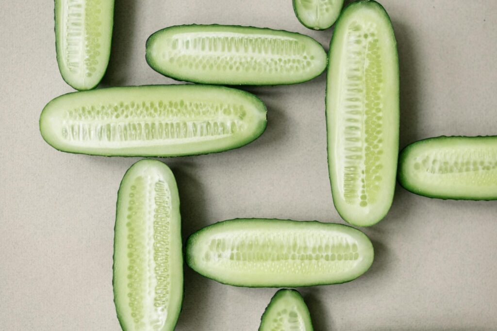 cucumbers sliced in half