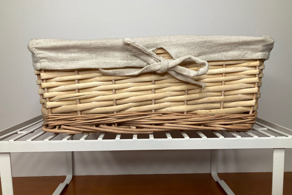 wicker basket with liner for pantry organization