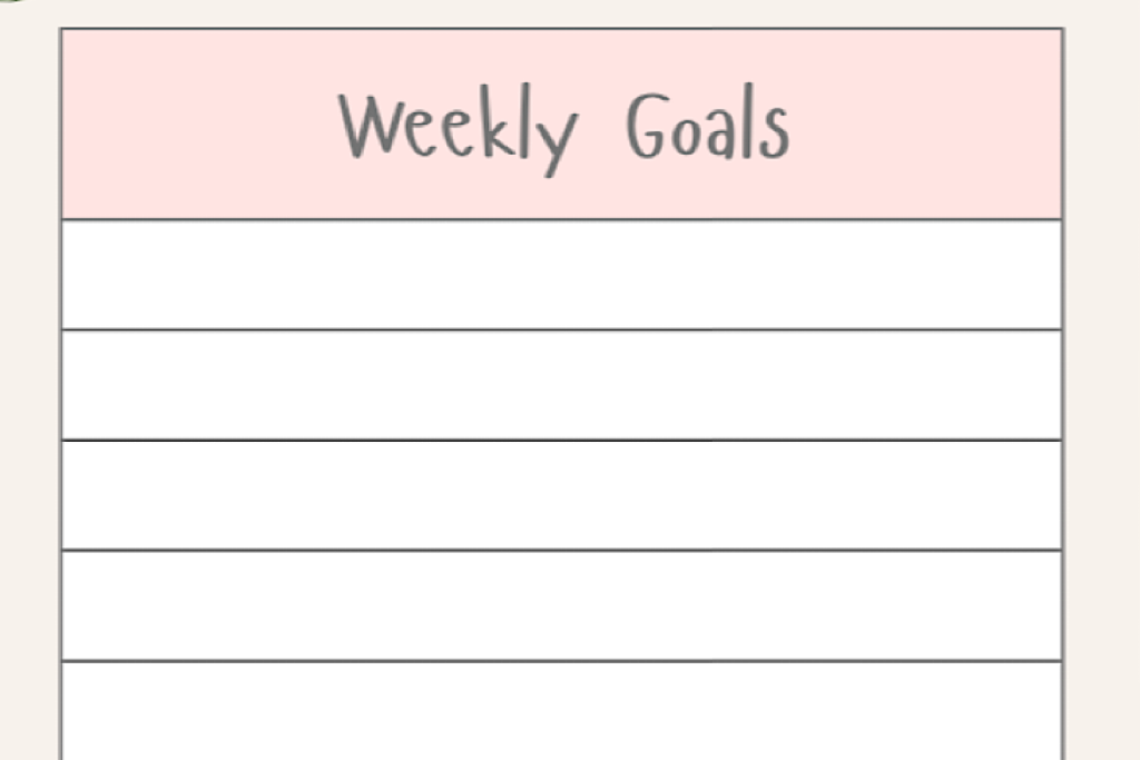 weekly goals section