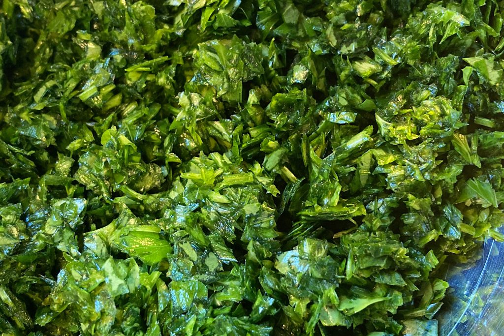 chopped parsley up close