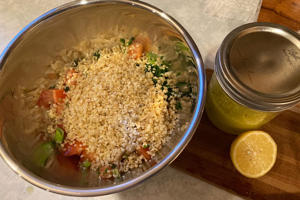 tabouli ingredients in bowl