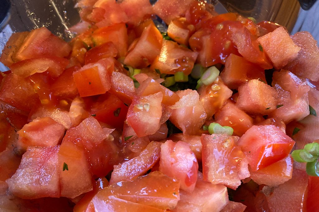 diced tomato closeup