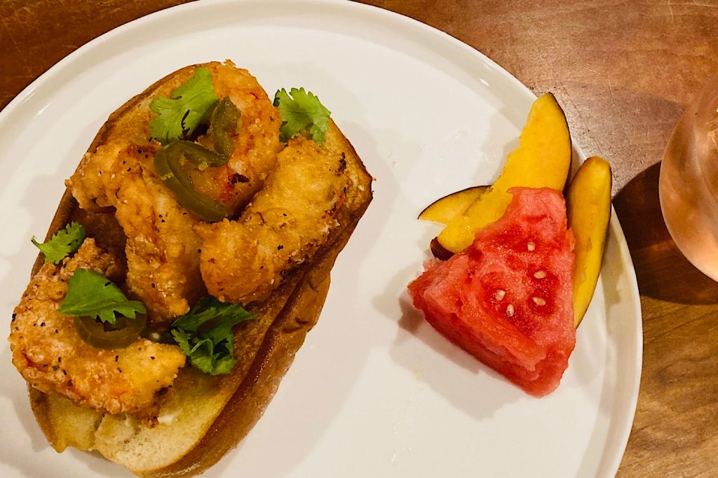 plated fried shrimp roll