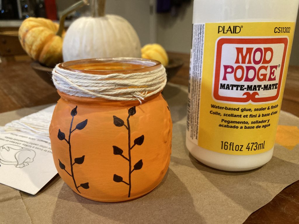 Twine embellishment on mouth of mason jar