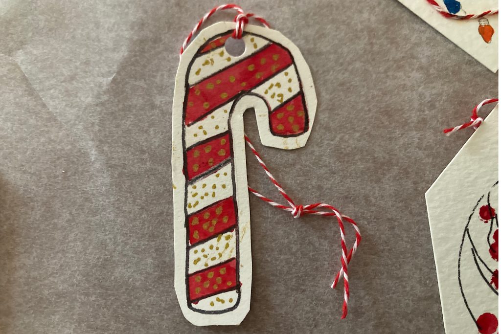 candy cane DIY gift tag