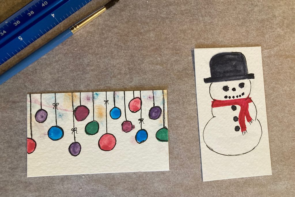 bulbs and snowman gift tags