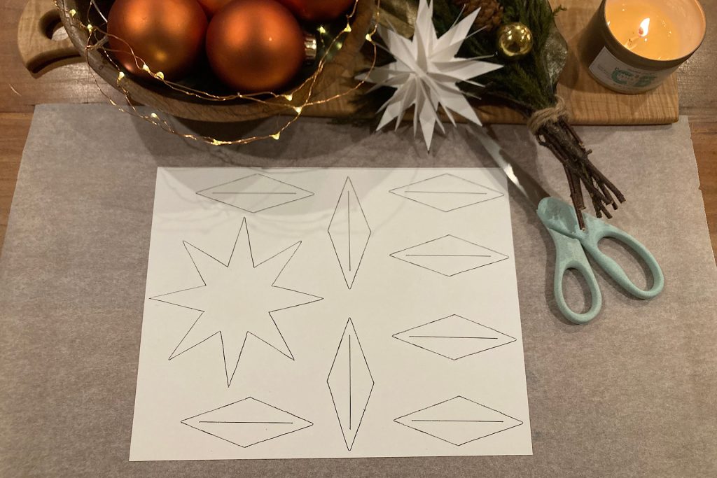 DIY white card stock holiday stars template