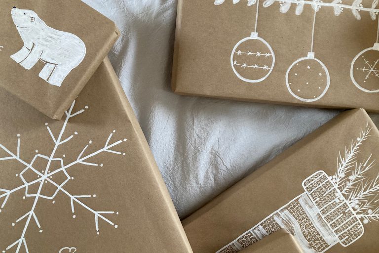 craft paper gift wrap with chalk marker