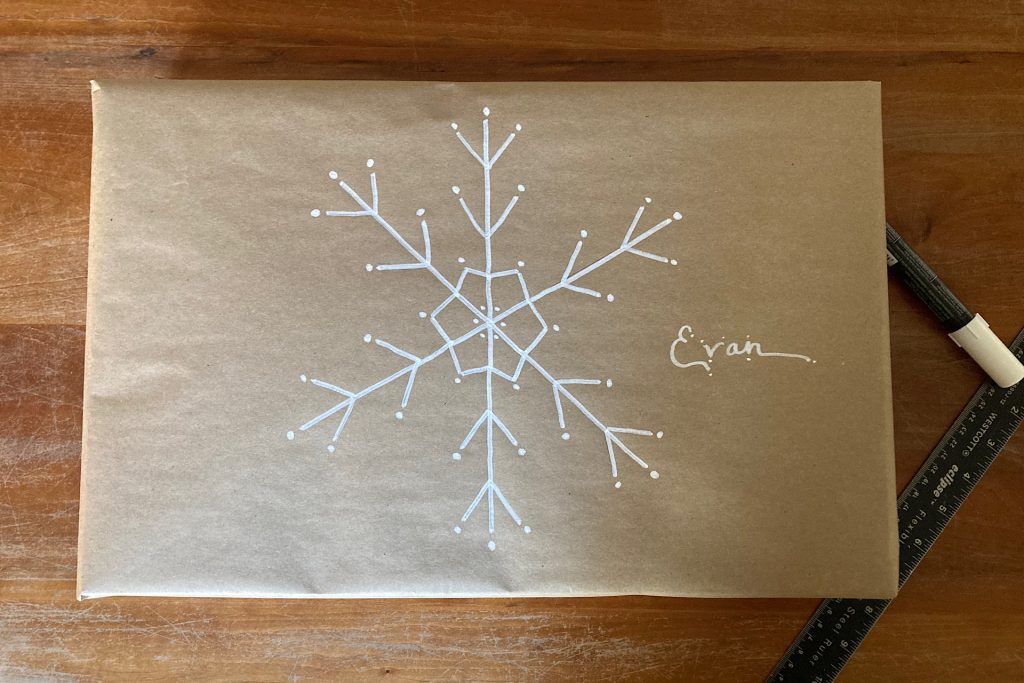 kraft paper gift wrap chalk marker star