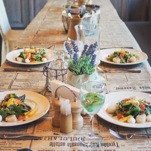 salad plates with bright citrus dressing