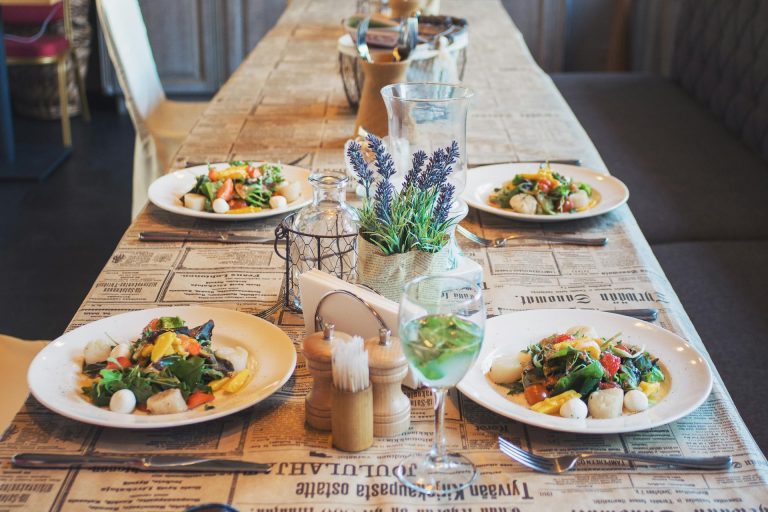 salad plates with bright citrus dressing