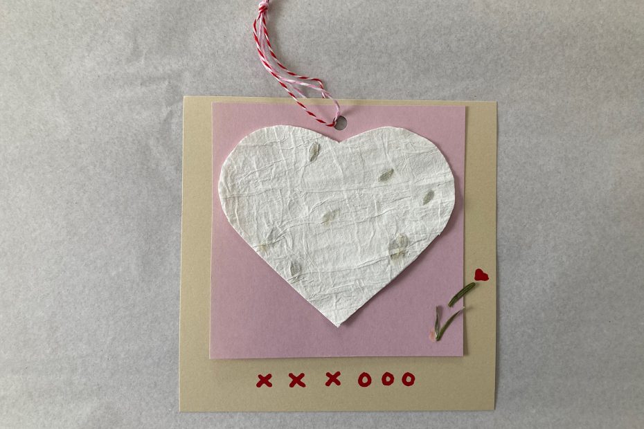 Finished handmade valentine seed paper heart