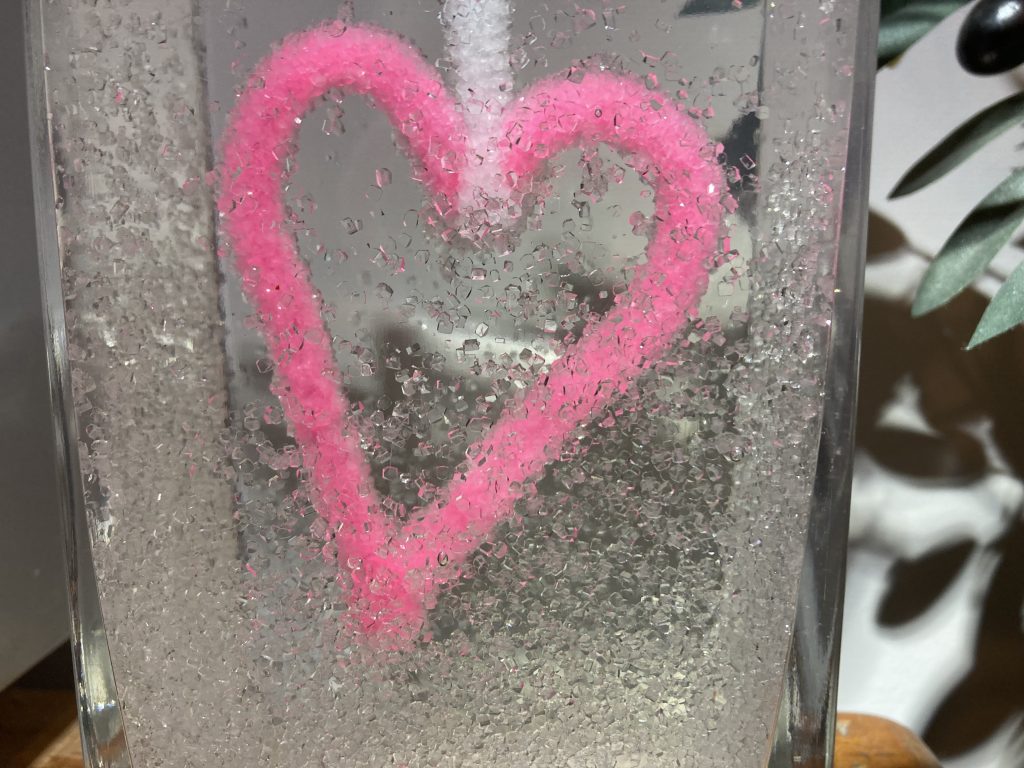 crystallized Valentine's heart at 4 hours