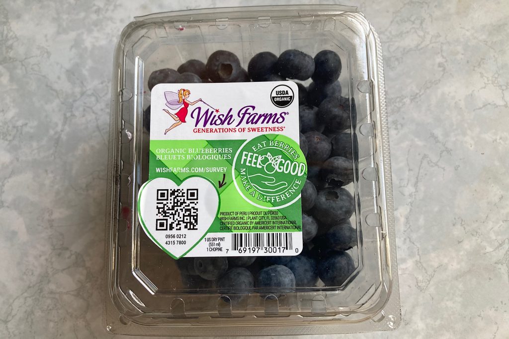 box of organic blueberries