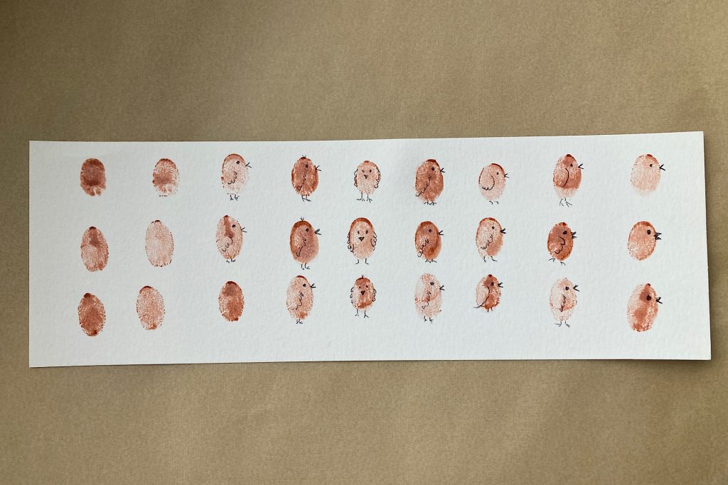 Fingerprint bird art practice