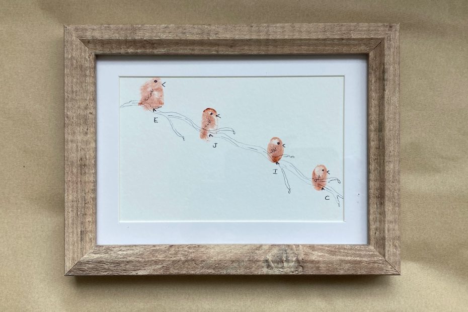 Framed fingerprint birds print