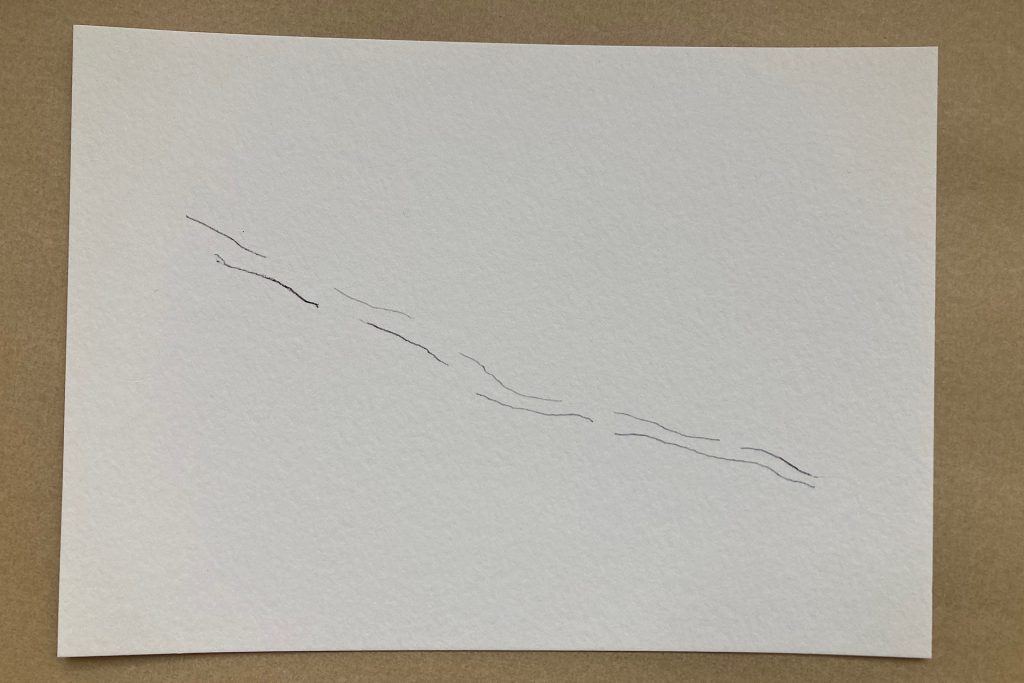 inking limb on watercolor paper - step 2