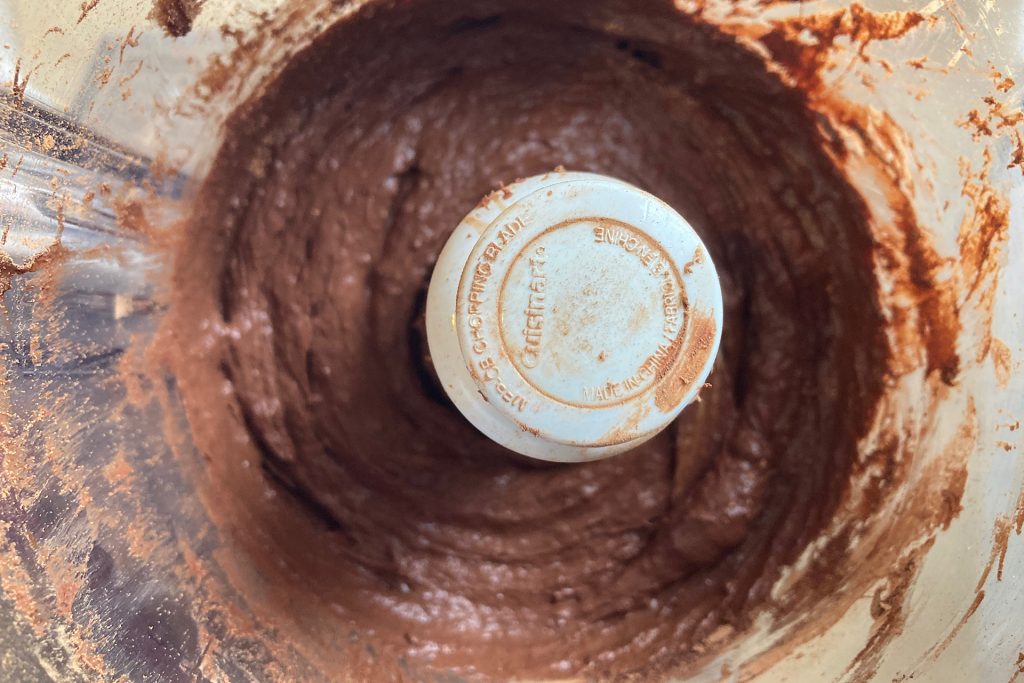 finished batter for healthy no-bake chocolate banana freezer bars