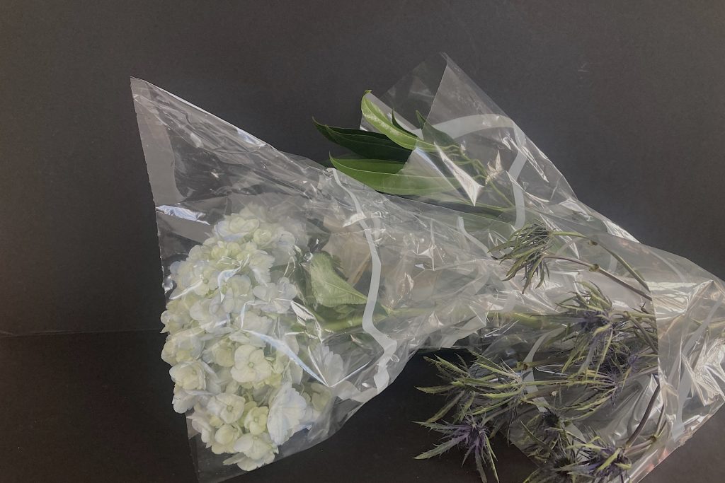 grocery store flowers in wrap