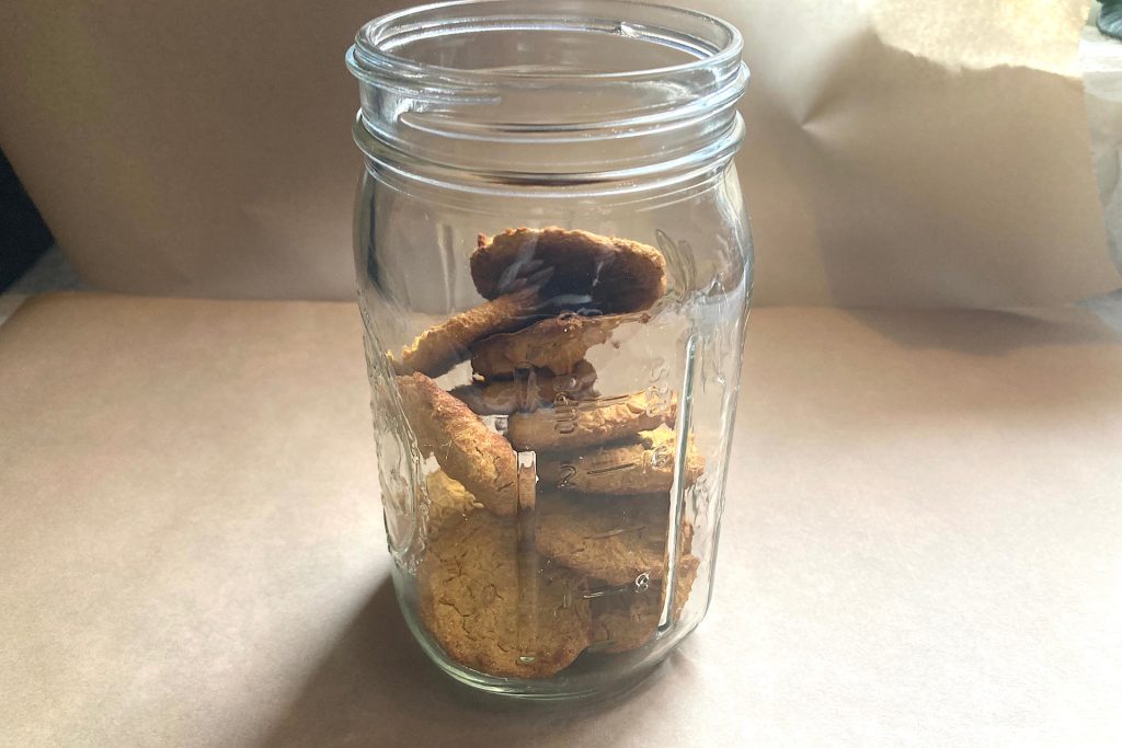 homemade dog biscuits in glass jar