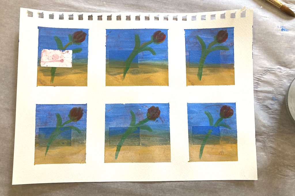 removing paint tape windows on DIY Bubble Print Art