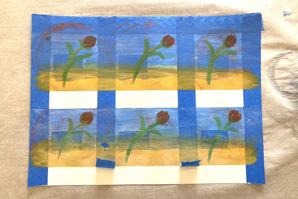 removing tape from tulip art grid