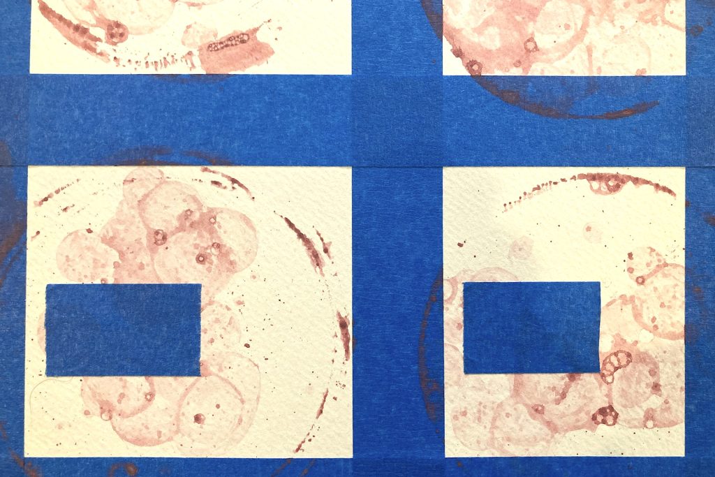 taped grid for bubble art